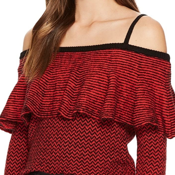BB DAKOTA Debeney Striped Off-the-shoulder Sweater - Picture 4 of 13